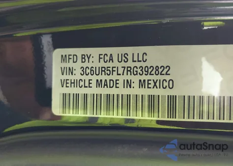 2024 Ram 2500 Laramie 4X4 6'4 Box из США, поврежденный, VIN 3C6UR5FL7RG392822